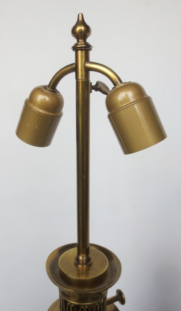 Paire De Lampes En Scagliola, XIXe Siècle. -photo-2
