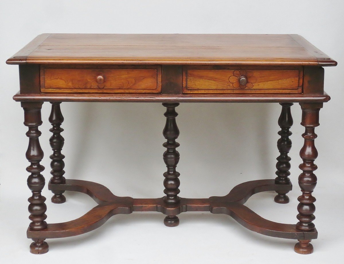 Louis XIII Writing Table In Natural Wood.-photo-6