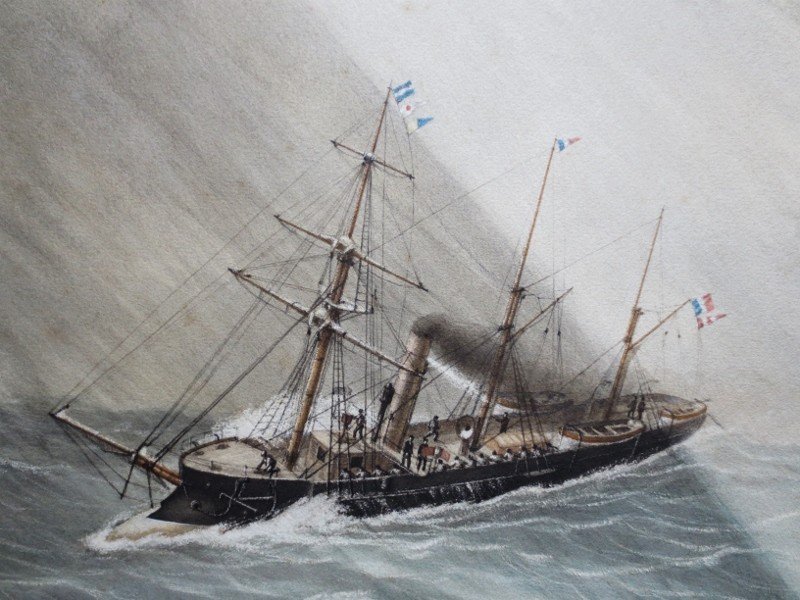 The Gunboat “the Crocodile”, End Of The 19th Century. -photo-2