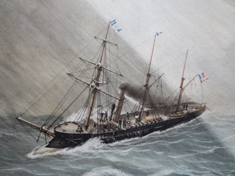 The Gunboat “the Crocodile”, End Of The 19th Century. -photo-3