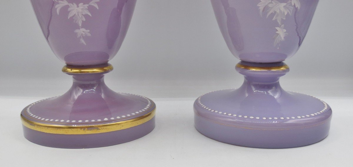 Pair Of Opaline Vases, 19th Century. -photo-2