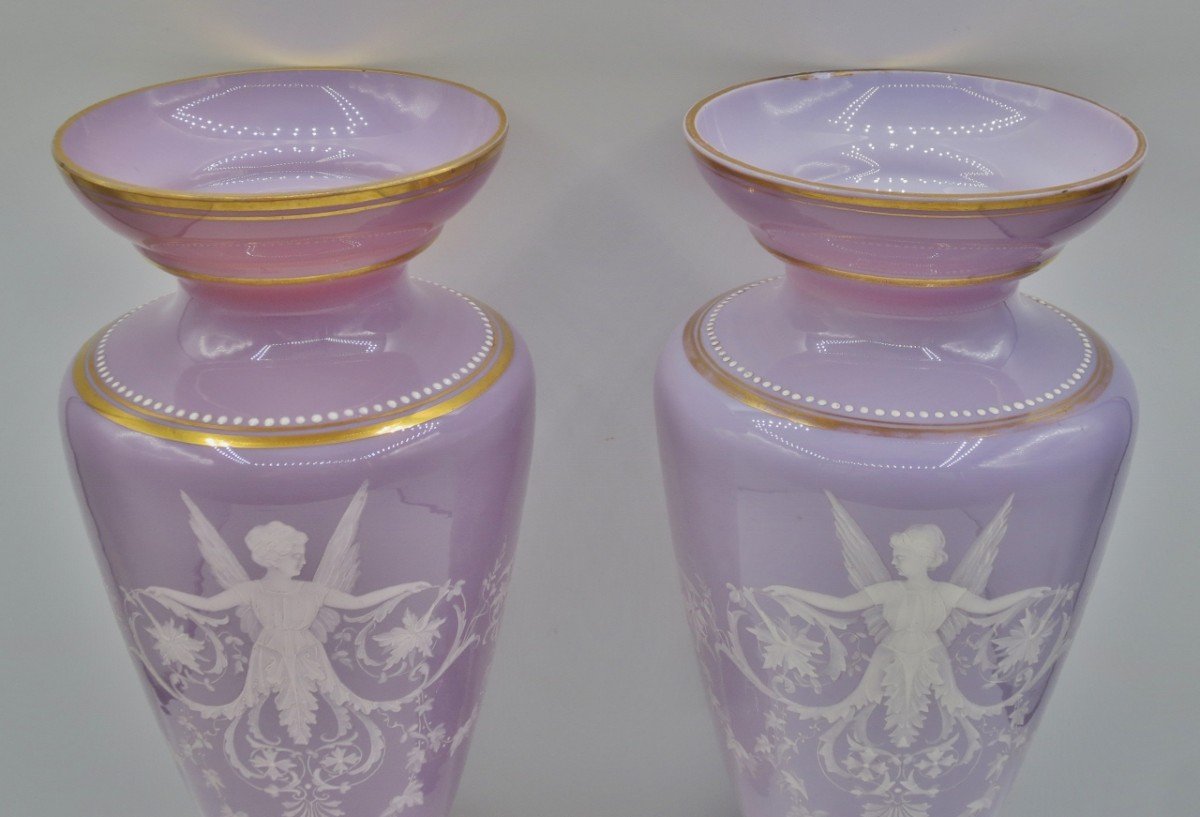 Pair Of Opaline Vases, 19th Century. -photo-5