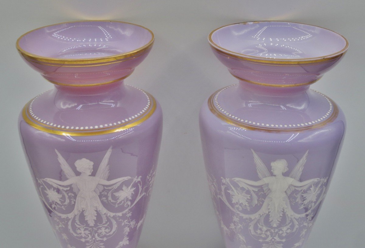 Paire De Vases En Opaline, XIXe Siècle. -photo-5