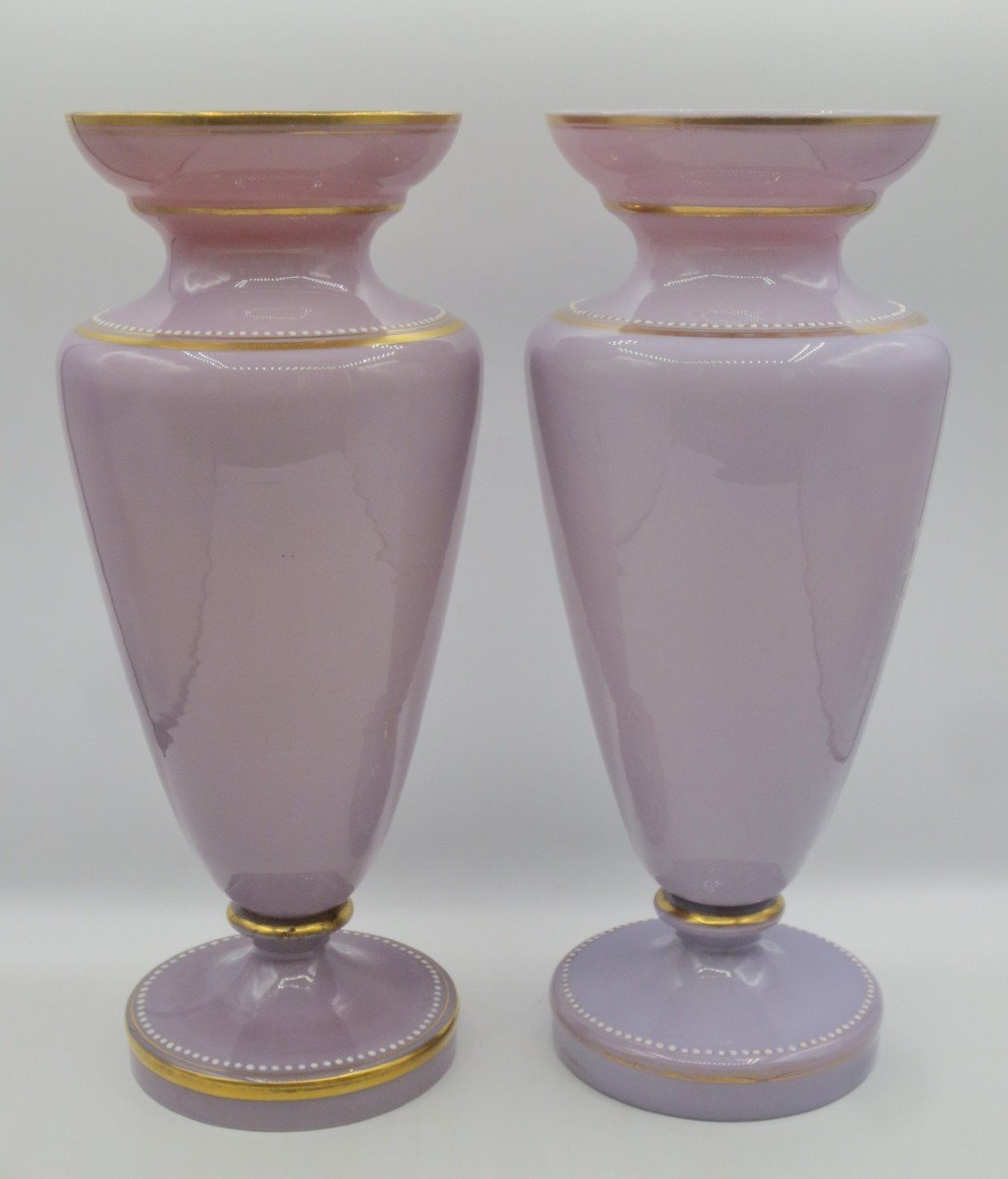 Paire De Vases En Opaline, XIXe Siècle. -photo-7