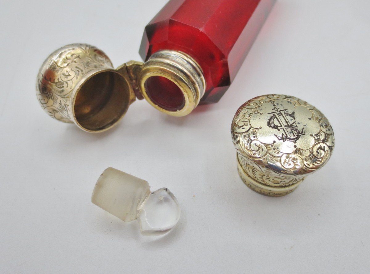 Crystal And Vermeil Perfume Bottle, 19th Century. -photo-4
