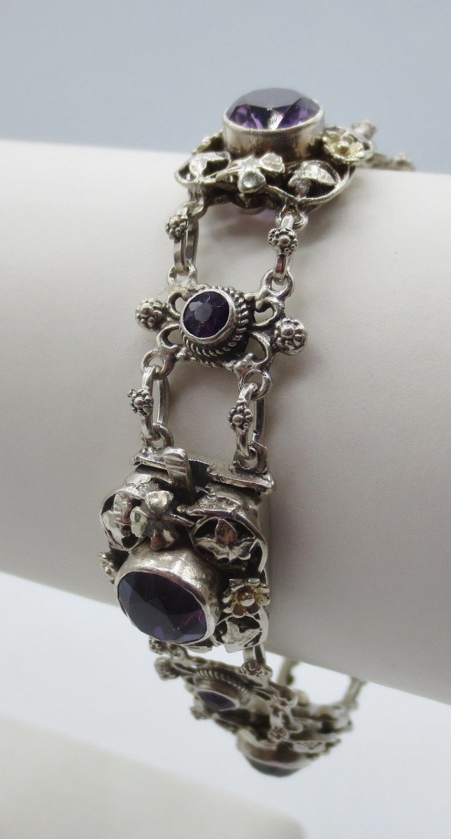 Bracelet Argent Et Améthystes, XIXe Siècle. -photo-4