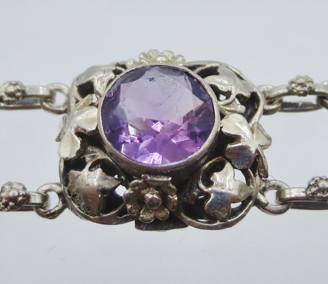 Bracelet Argent Et Améthystes, XIXe Siècle. -photo-5