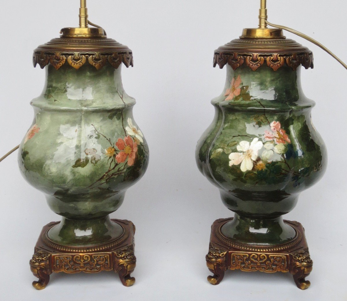 Paire De Lampes En Céramique Impressionniste, 1876 – 1881. -photo-2
