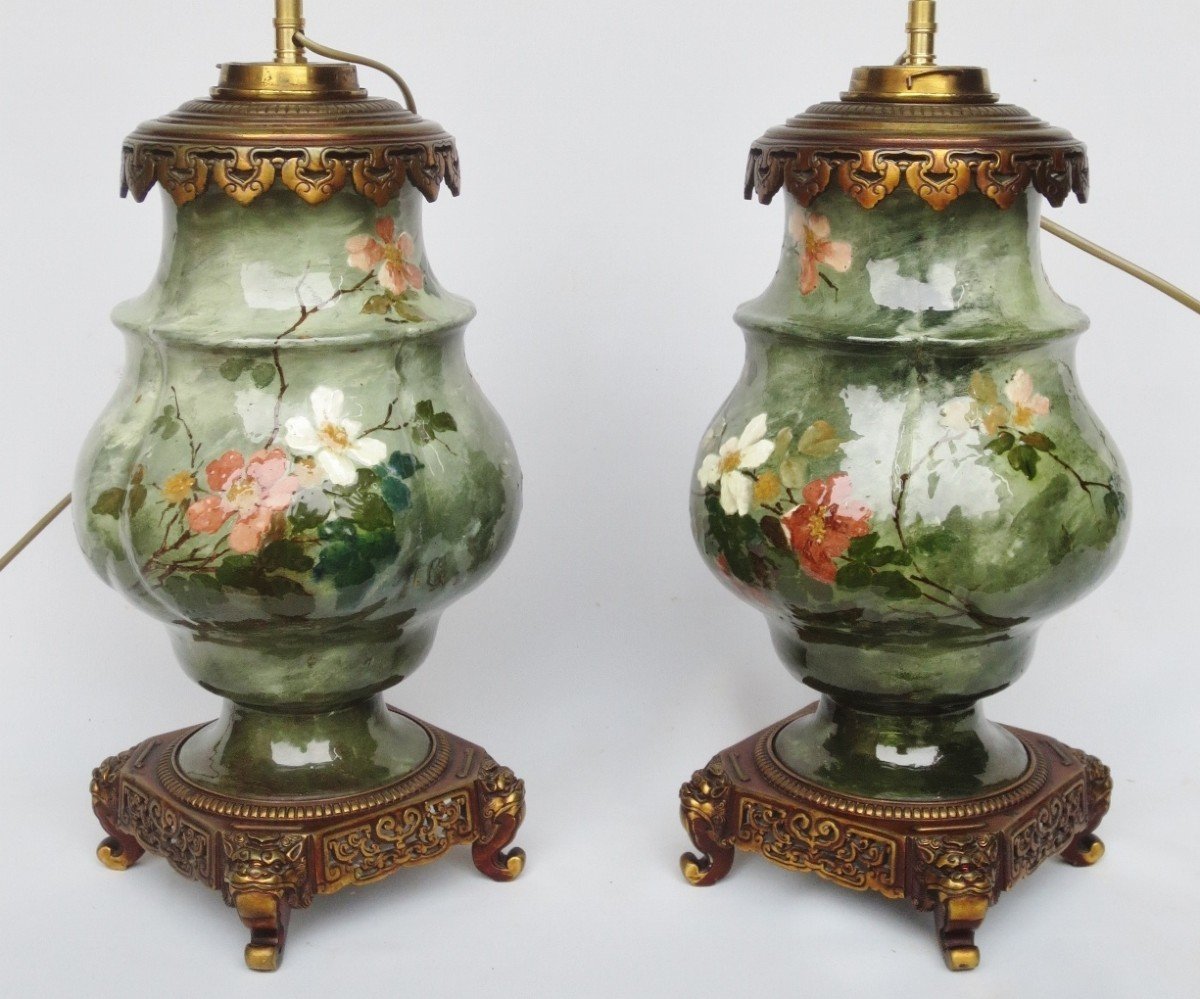 Paire De Lampes En Céramique Impressionniste, 1876 – 1881. -photo-1