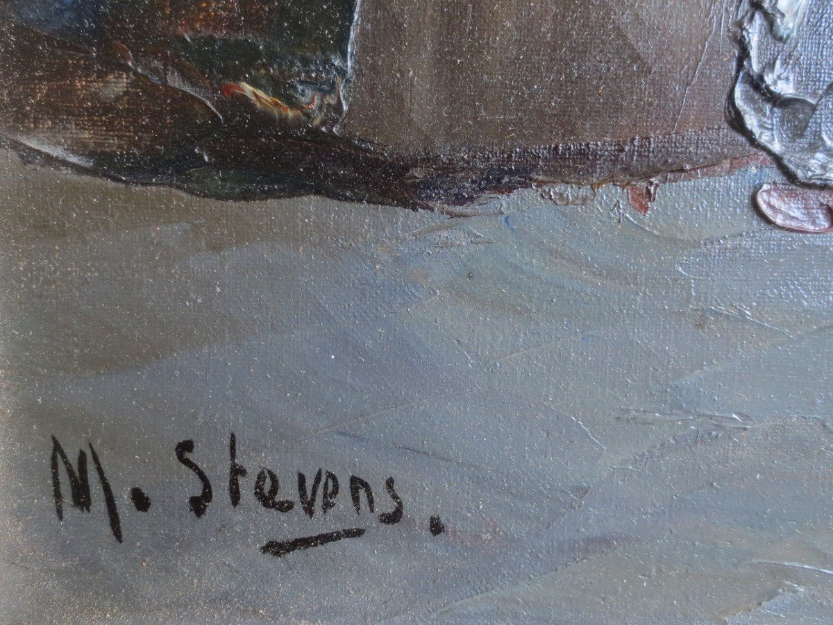 Breton Market, Signed M. Stevens. -photo-4
