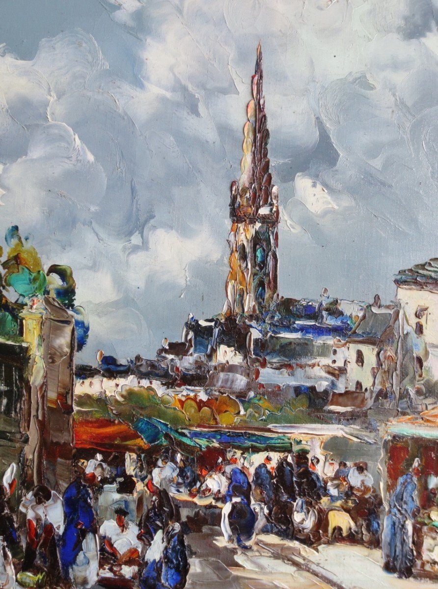 Breton Market, Signed M. Stevens. -photo-3