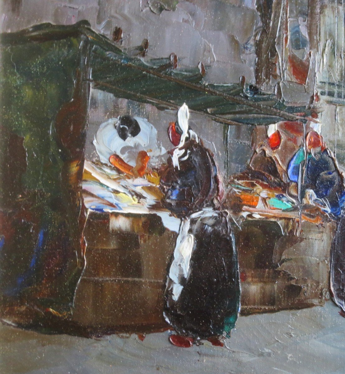 Breton Market, Signed M. Stevens. -photo-5