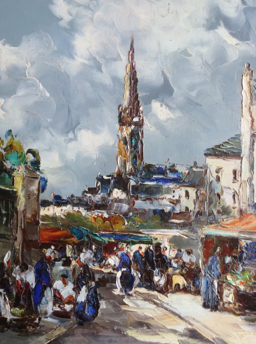 Breton Market, Signed M. Stevens. -photo-8