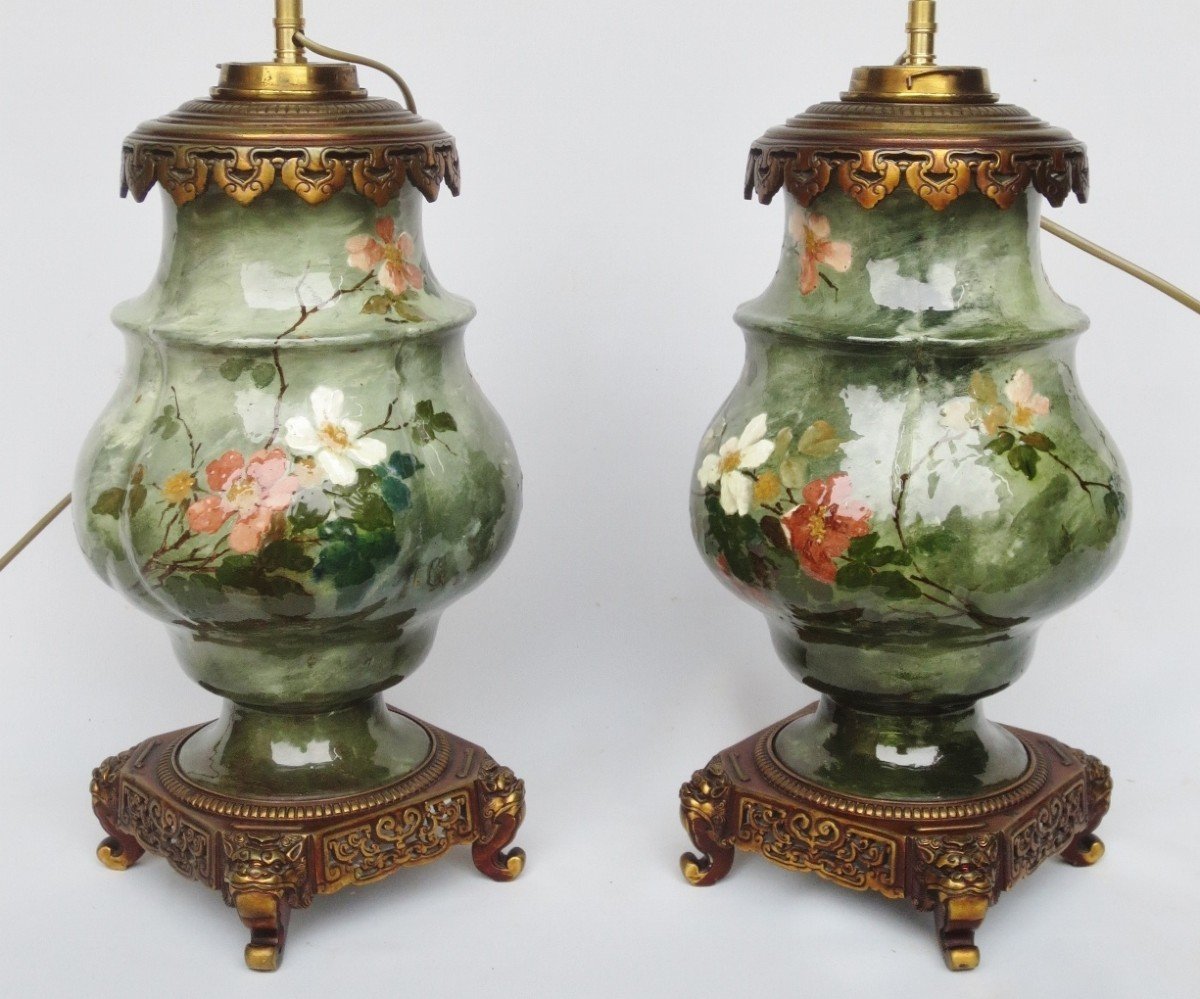 Pair Of Impressionist Ceramic Lamps, 1876 – 1881.-photo-4
