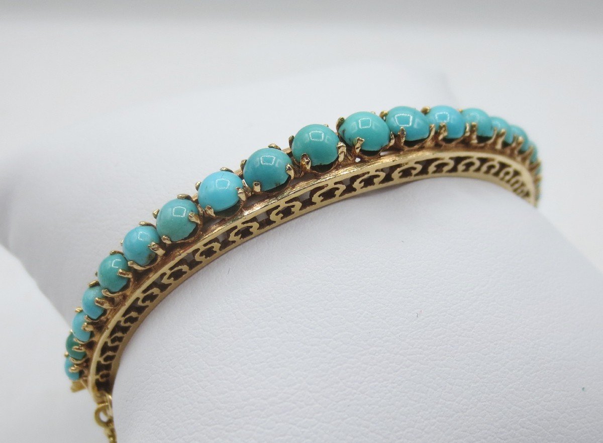 Gold Bangle Bracelet. 19th Century.  -photo-2