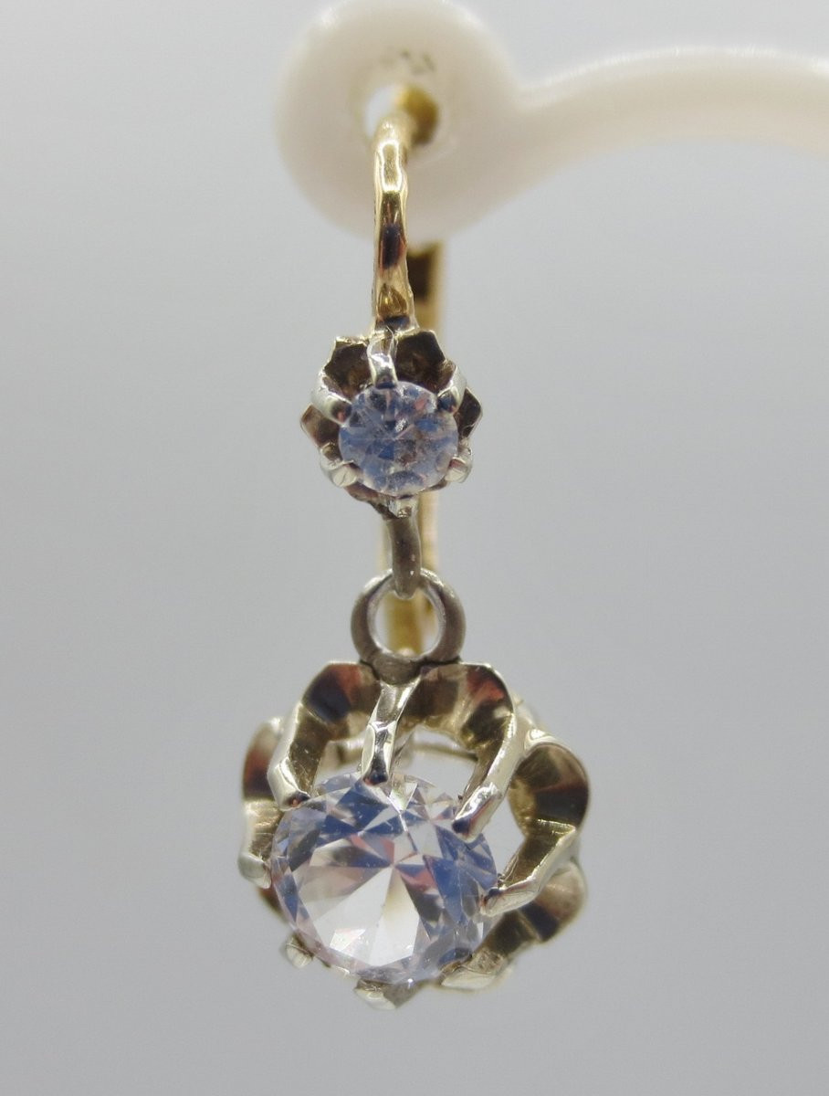 Boucles D’oreilles, Saphir, Or Et Argent. -photo-4