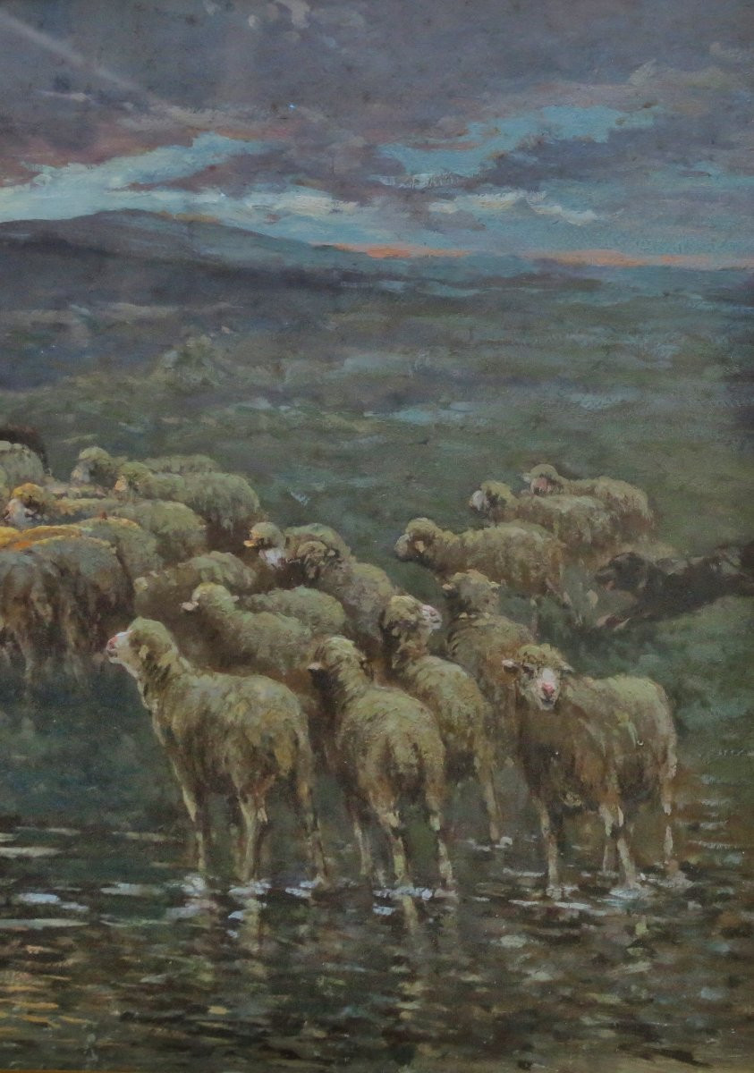 Shepherdess And Sheep, Auguste Prévot-valéri, 1857-1930.-photo-3