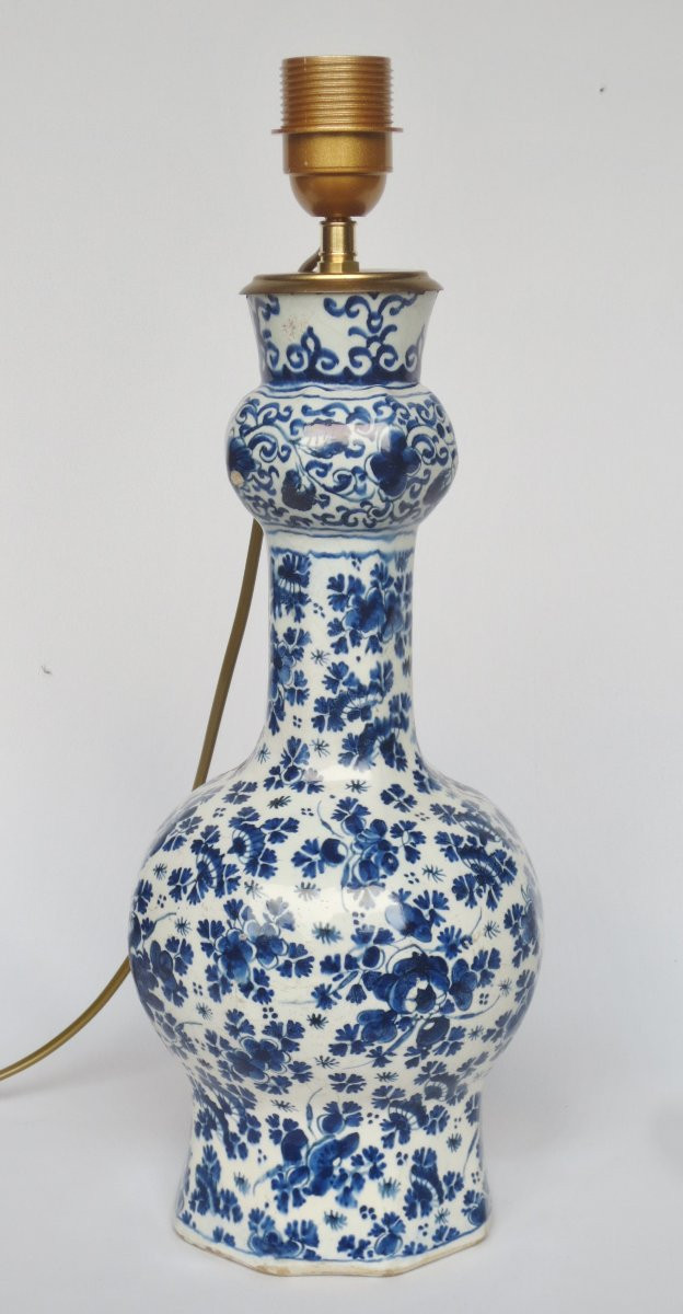 Lampe en faïence de Delft, XVIIIe siècle. -photo-6