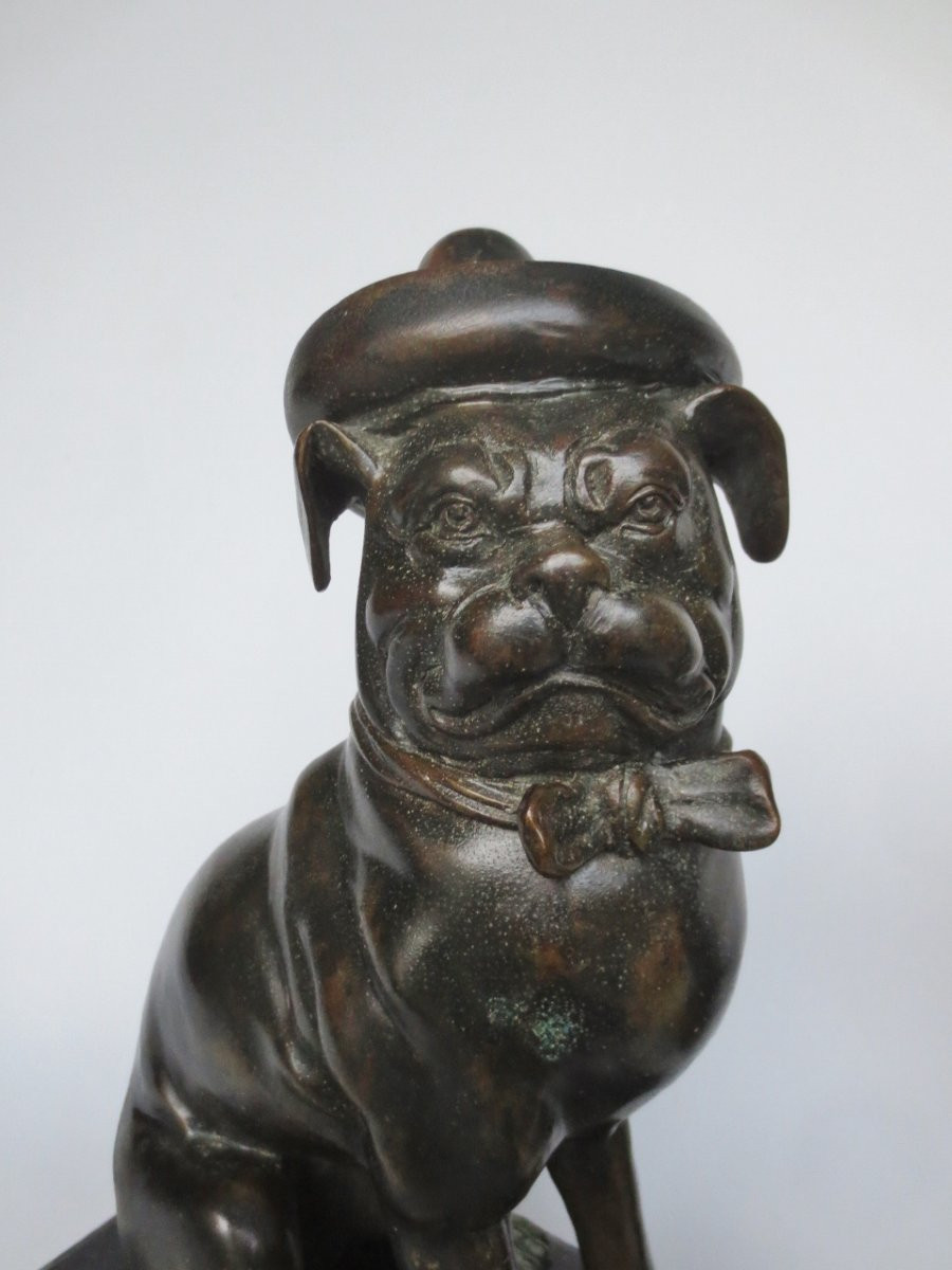 Pair Of Bronze Pugs, 20th Century.-photo-2