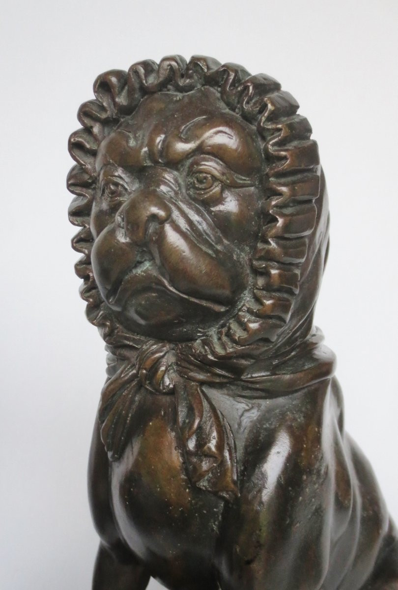 Pair Of Bronze Pugs, 20th Century.-photo-3
