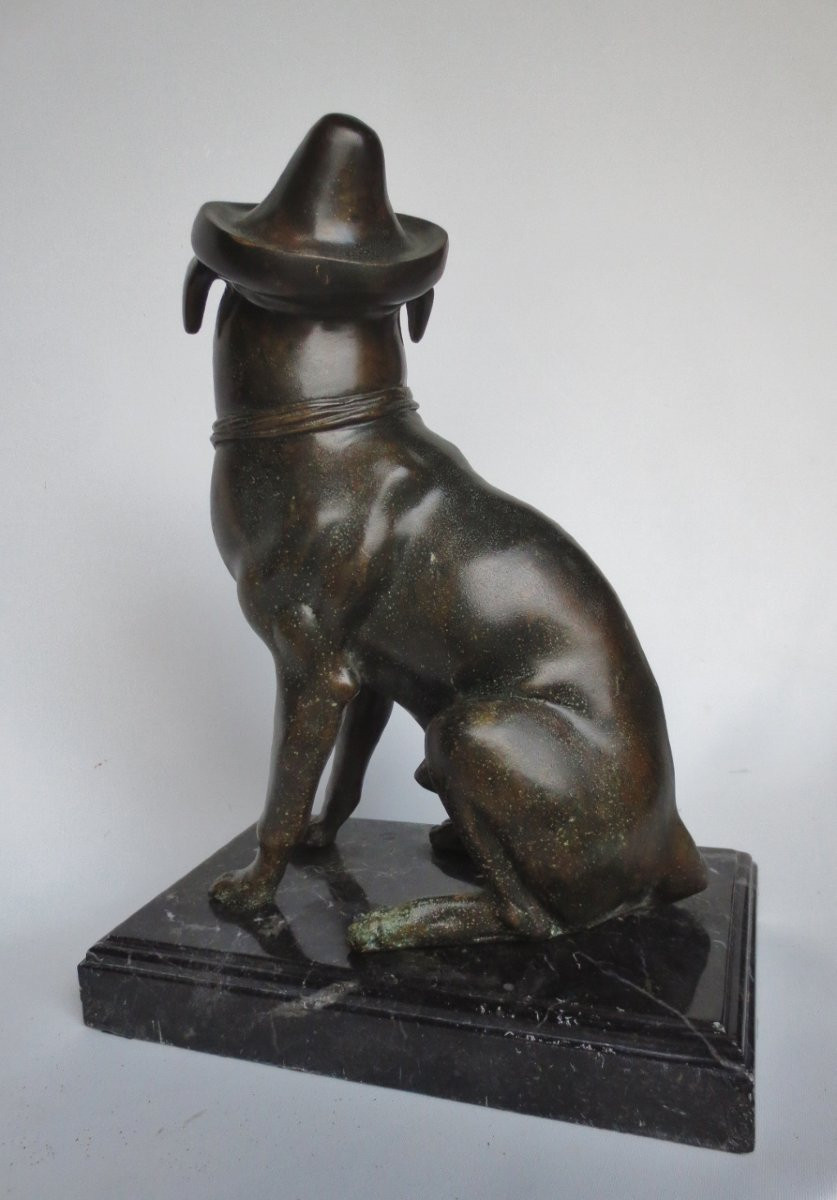 Pair Of Bronze Pugs, 20th Century.-photo-4