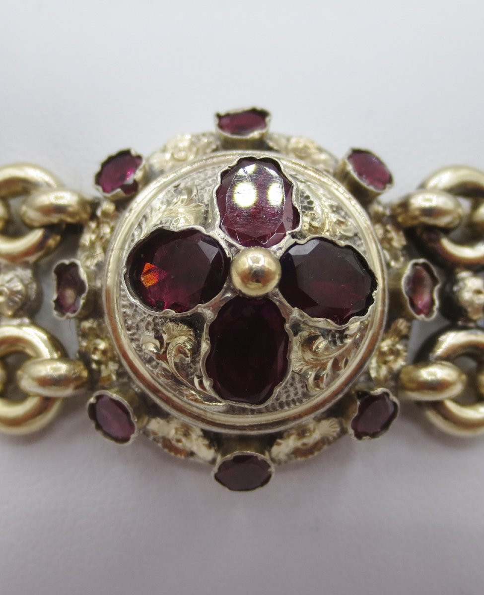 Bracelet en argent serti de grenats, XIXe siècle.-photo-2