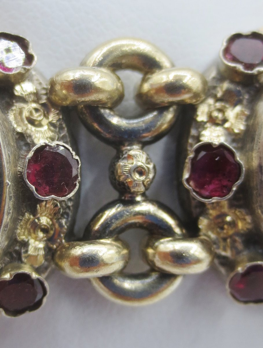 Bracelet en argent serti de grenats, XIXe siècle.-photo-3