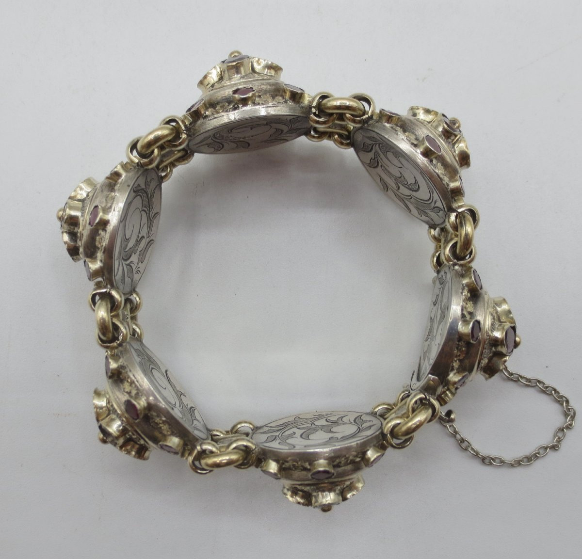 Bracelet en argent serti de grenats, XIXe siècle.-photo-4