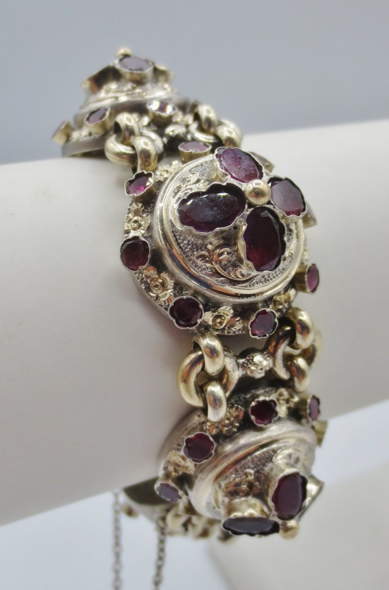 Bracelet en argent serti de grenats, XIXe siècle.-photo-7
