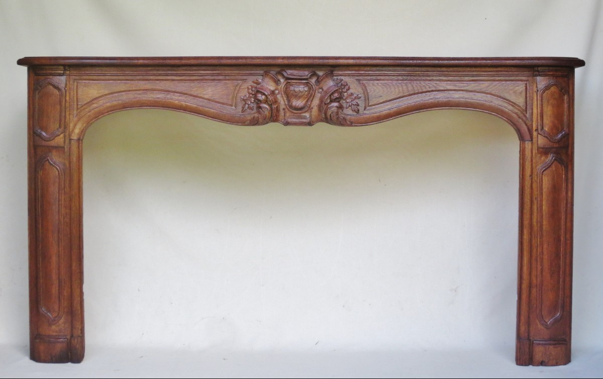 Louis XV Style Curved Oak Fireplace, 18th Century.