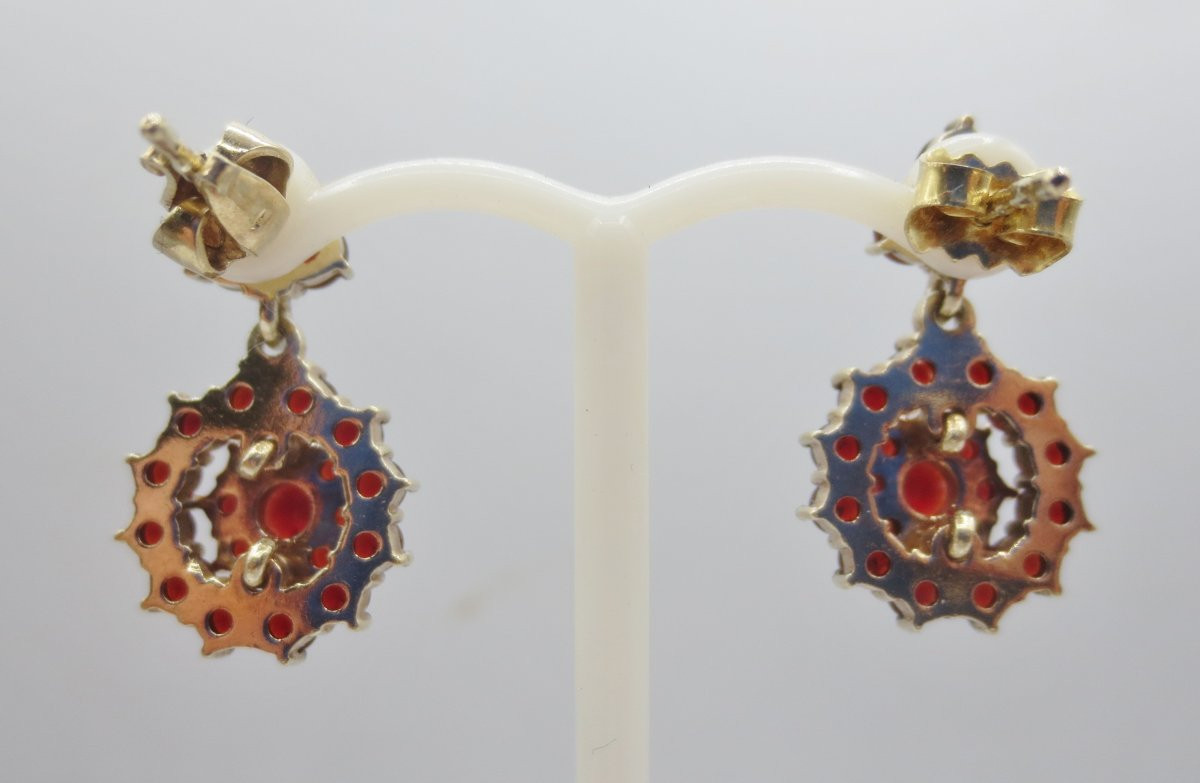 Earrings, Vermeil And Garnets. -photo-2
