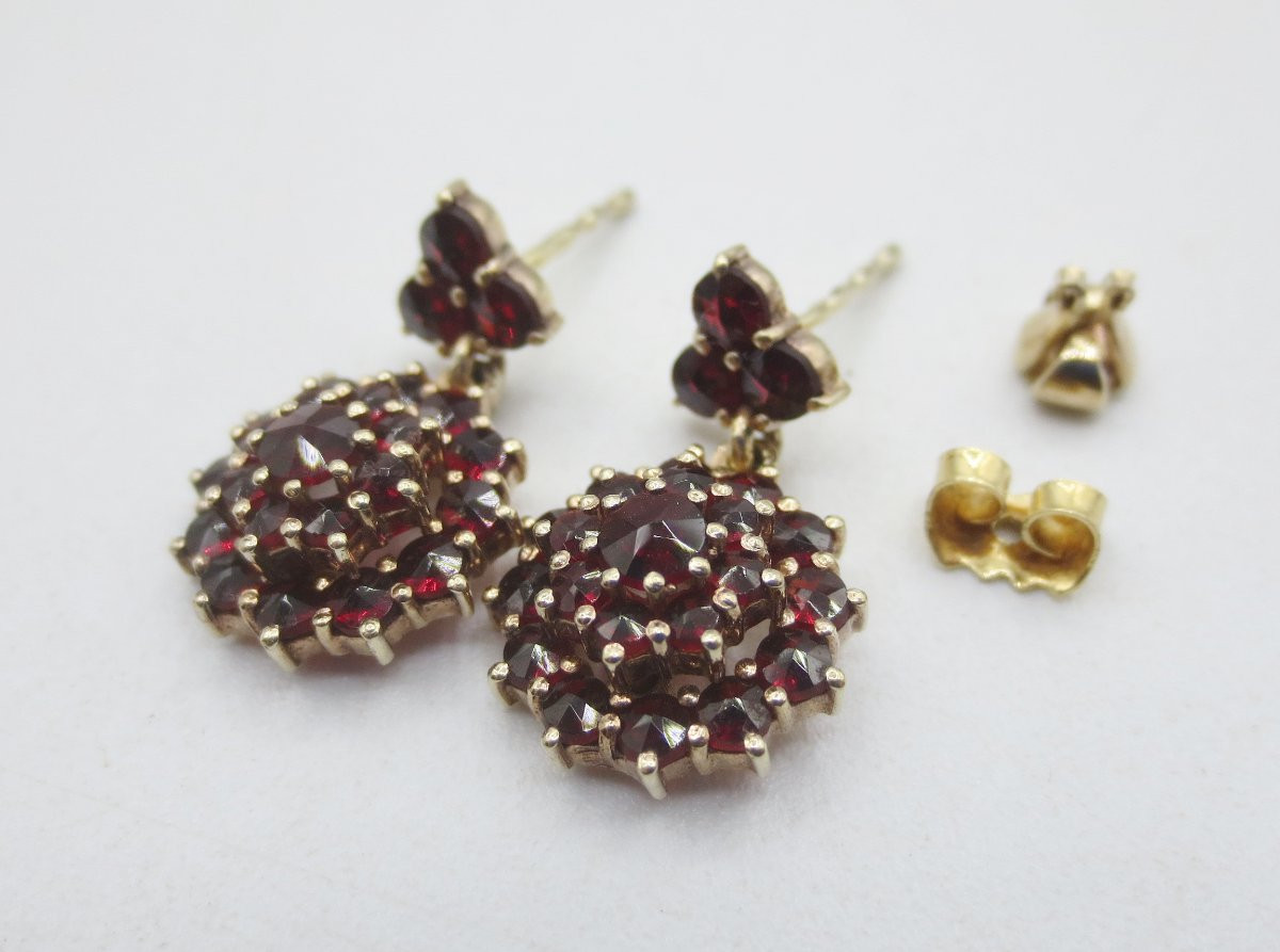 Earrings, Vermeil And Garnets. -photo-4