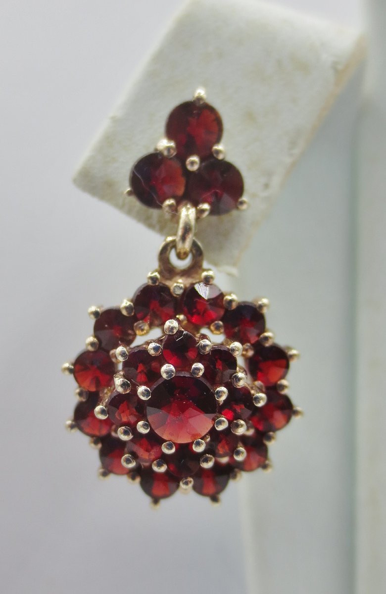Earrings, Vermeil And Garnets. -photo-2