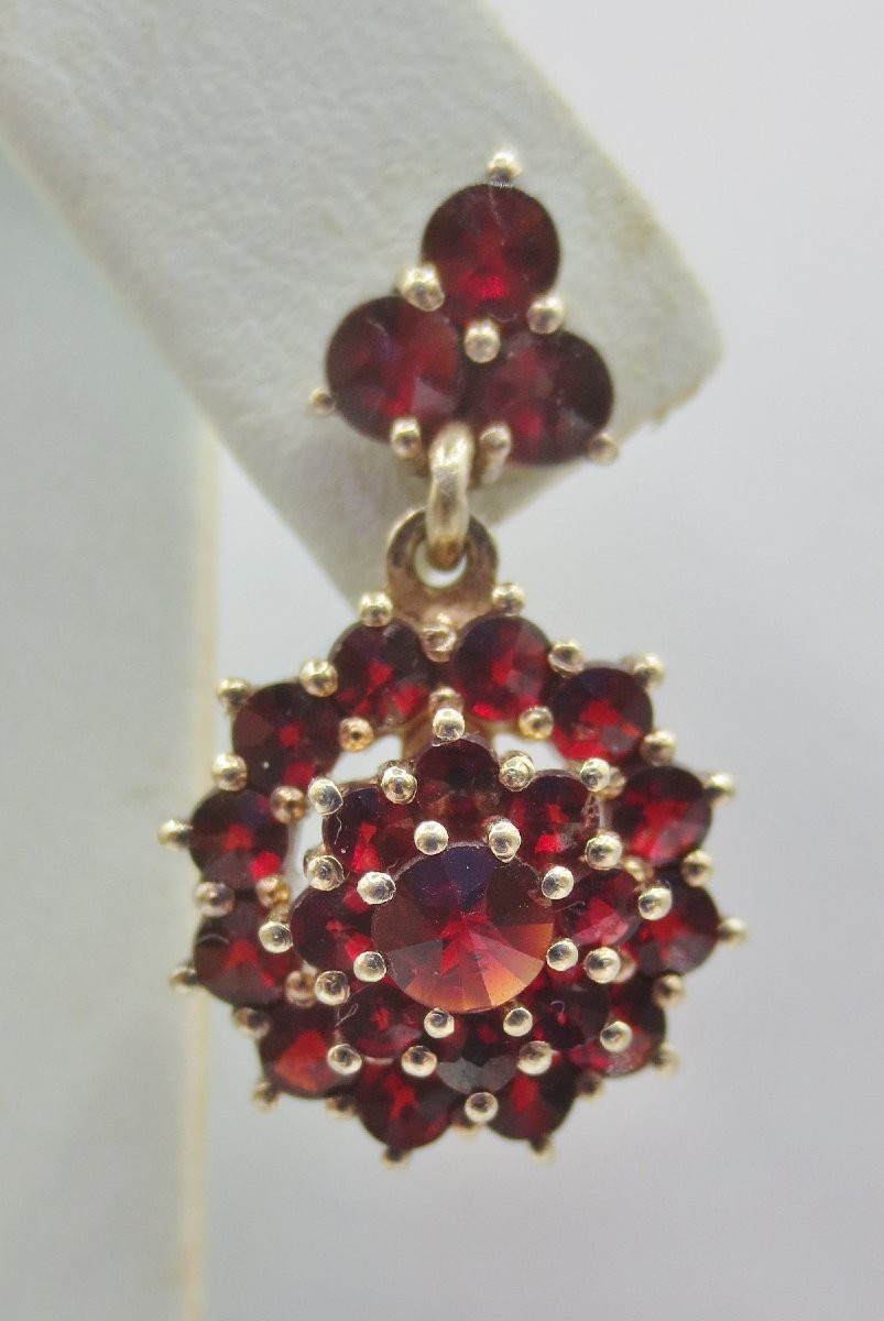 Earrings, Vermeil And Garnets. -photo-3