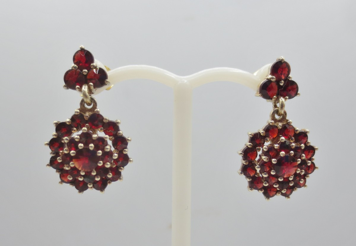 Earrings, Vermeil And Garnets. 