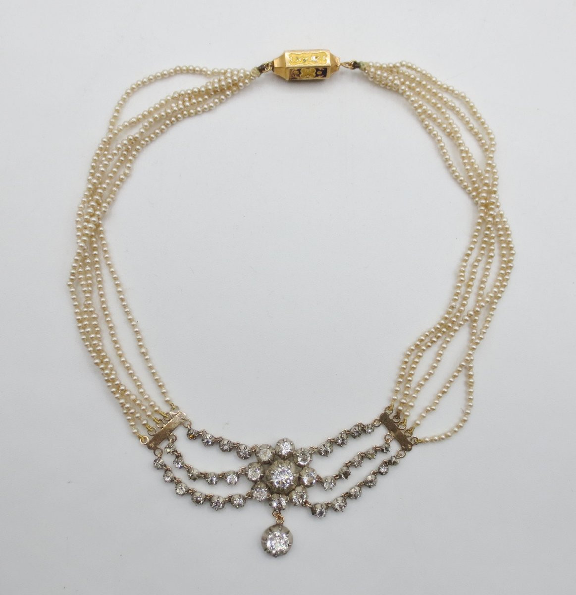 Collier, perles, or et argent, XIXe siècle. -photo-3