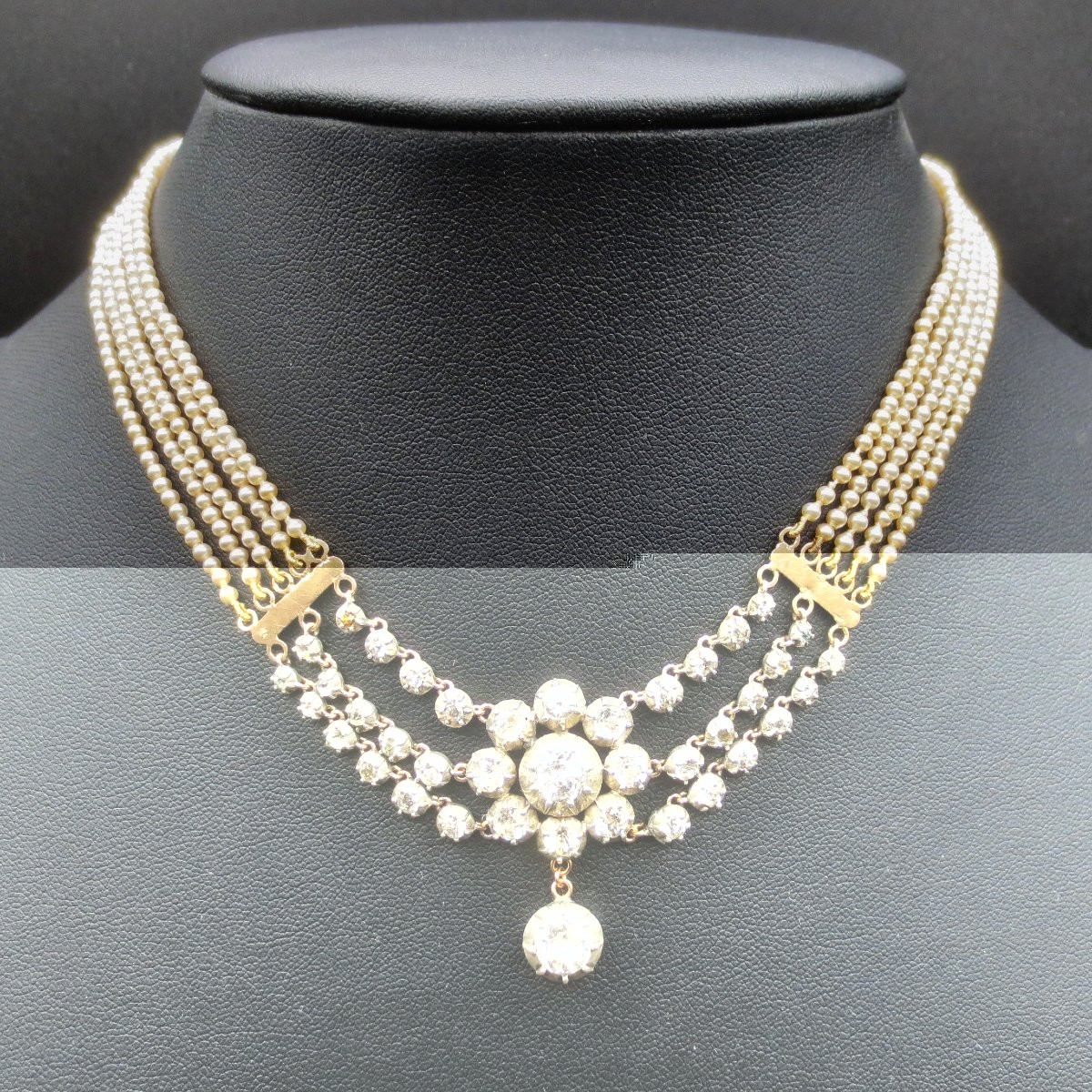Collier, perles, or et argent, XIXe siècle. -photo-4