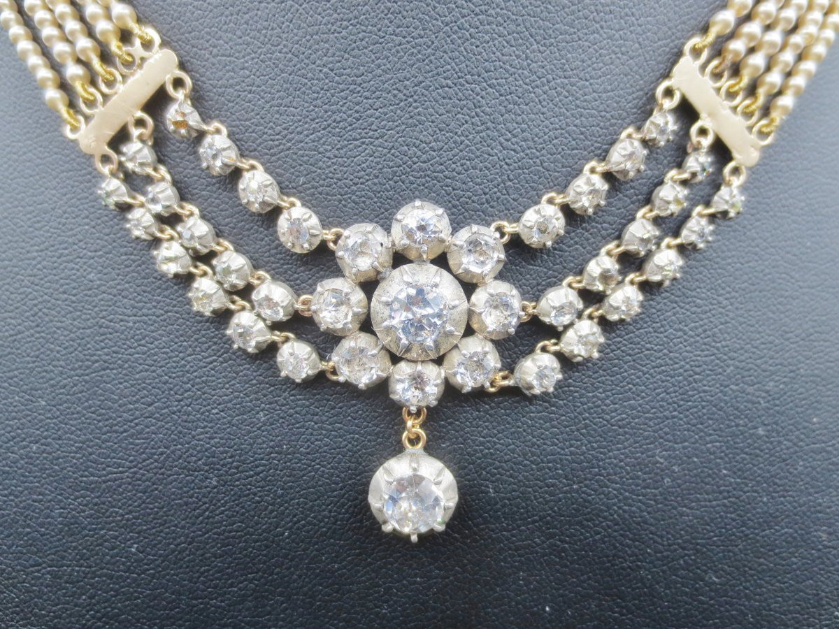 Collier, perles, or et argent, XIXe siècle. -photo-5