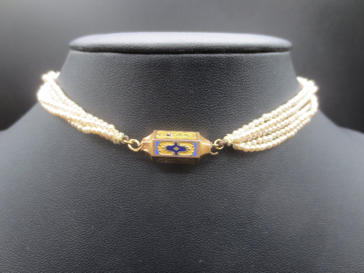 Collier, perles, or et argent, XIXe siècle. -photo-6