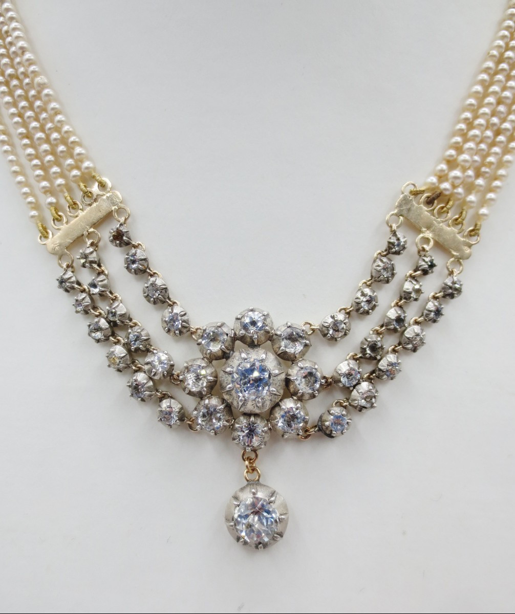 Collier, perles, or et argent, XIXe siècle. -photo-8