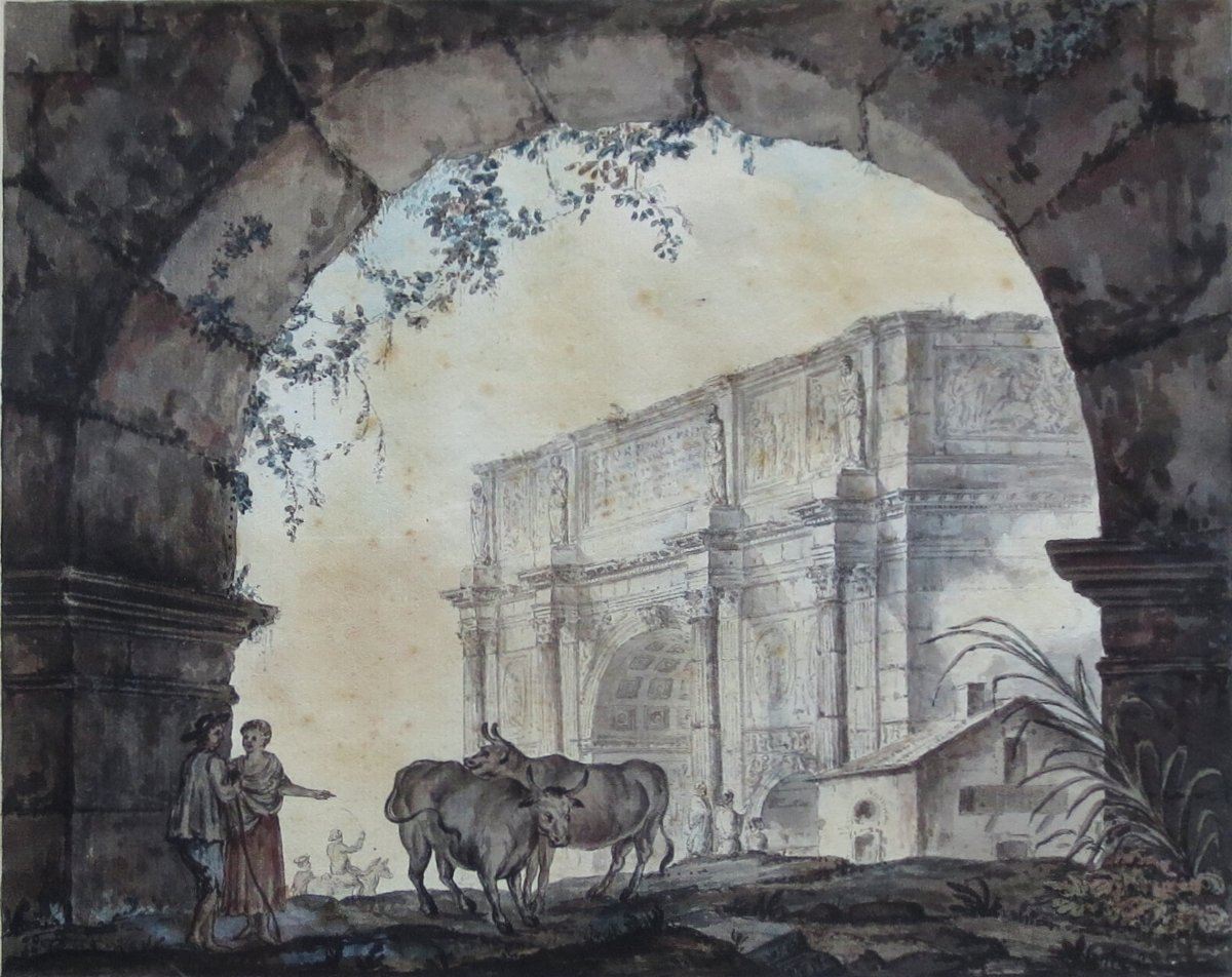 Arc de Constantin, Rome, suiveur d' Hubert Robert. -photo-2