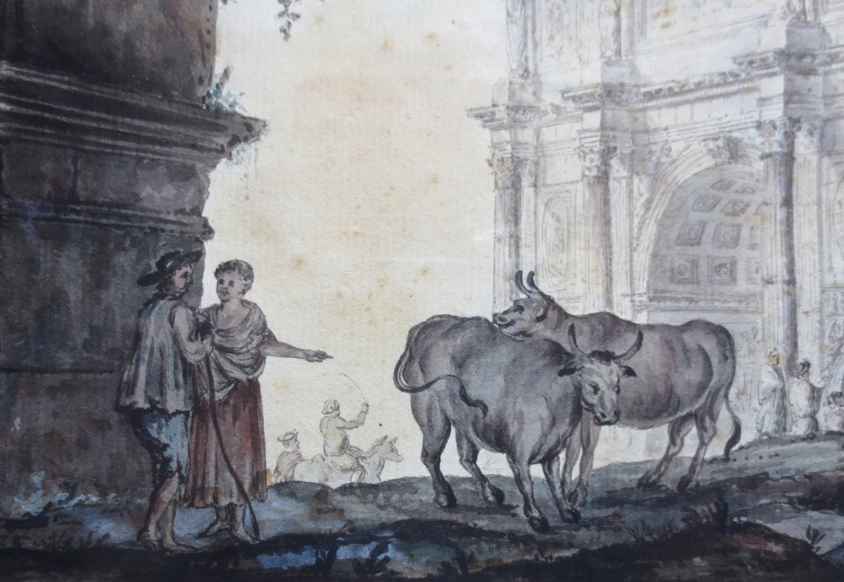 Arc de Constantin, Rome, suiveur d' Hubert Robert. -photo-3