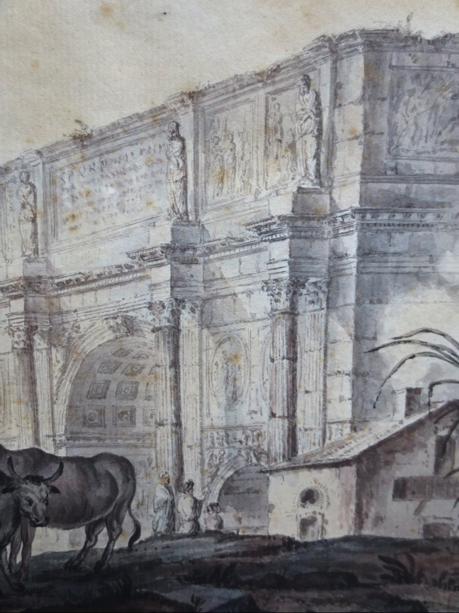 Arc de Constantin, Rome, suiveur d' Hubert Robert. -photo-4