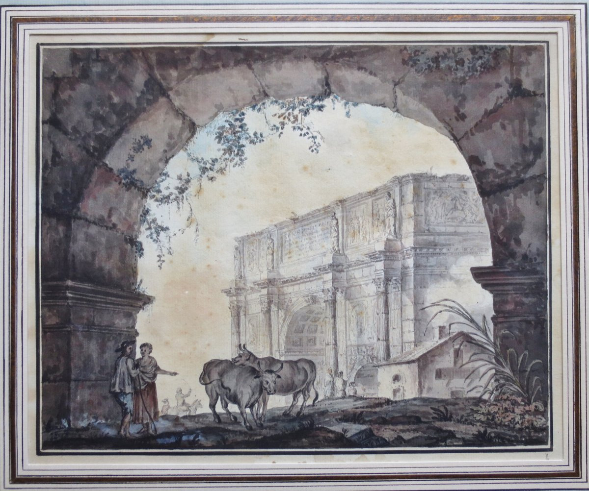 Arc de Constantin, Rome, suiveur d' Hubert Robert. -photo-8