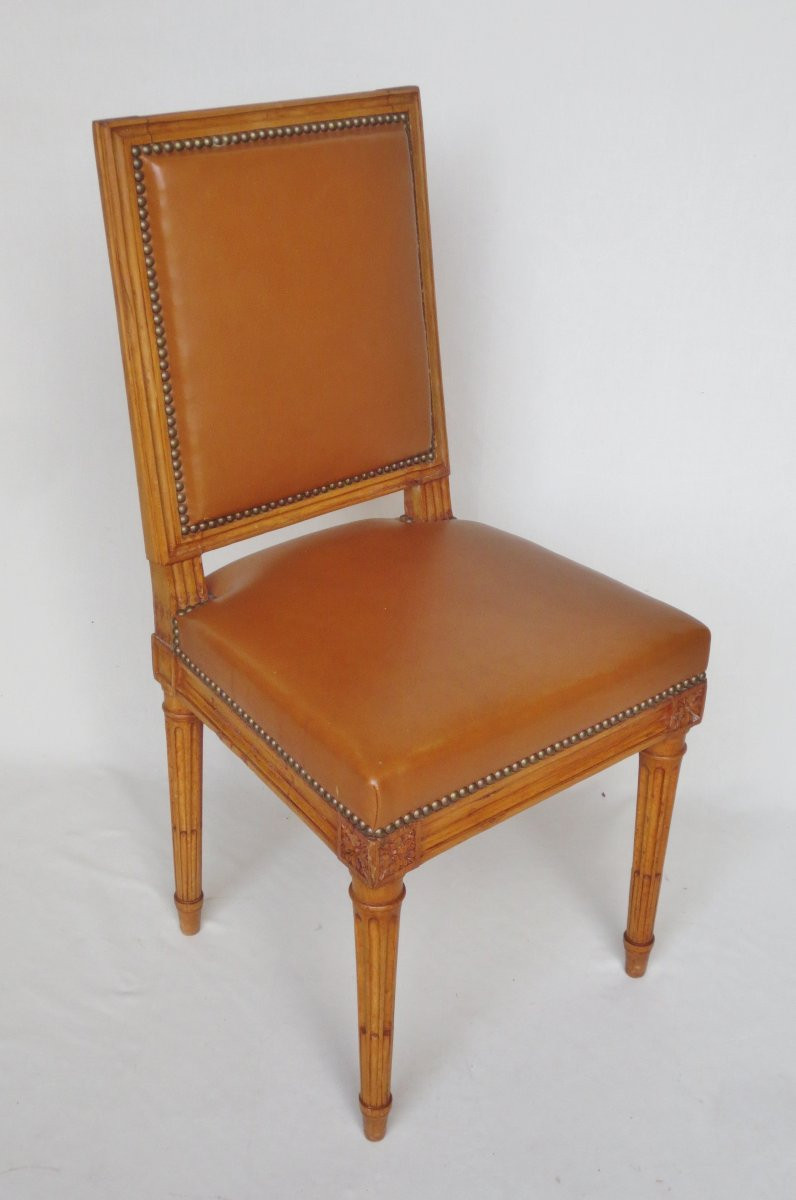 Six chaises  Louis XVI estampillées Tilliard. -photo-2