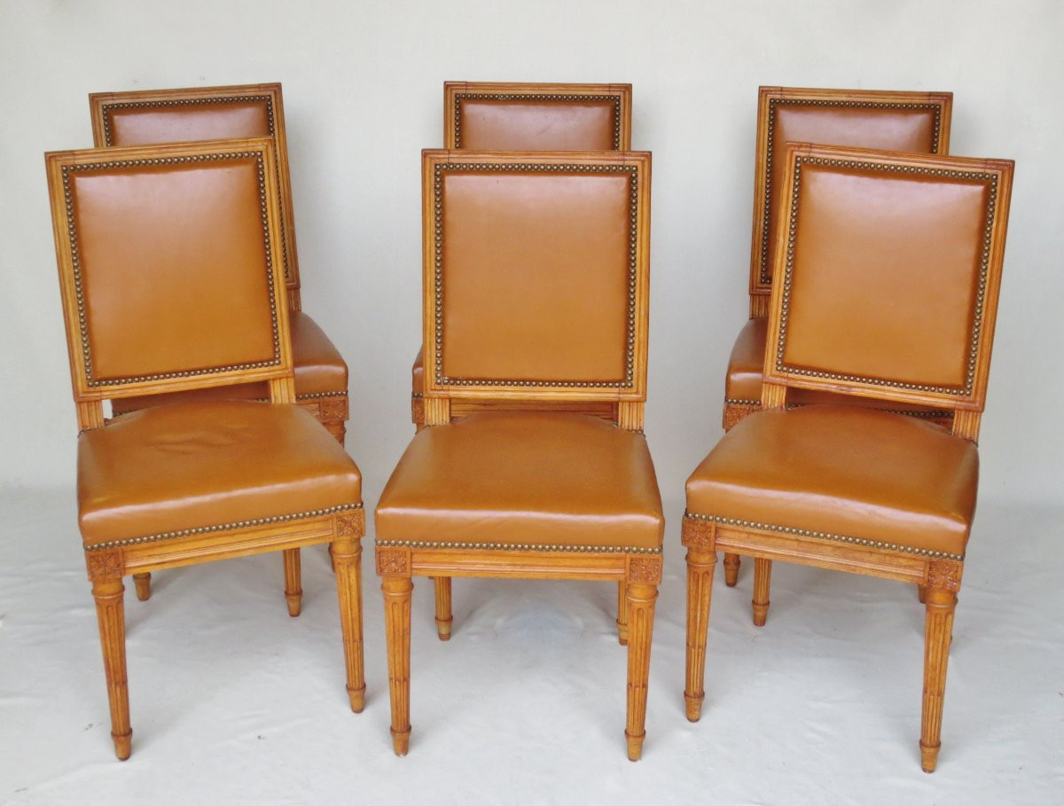 Six chaises  Louis XVI estampillées Tilliard. -photo-6