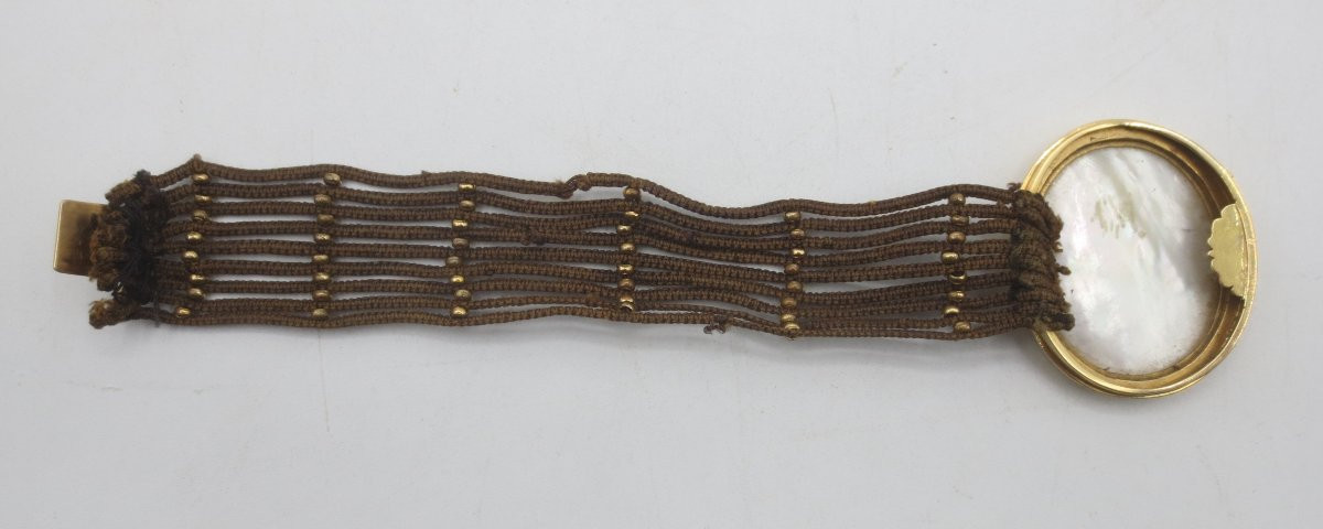 Bracelet or et cheveux, XVIIIe siècle. -photo-4