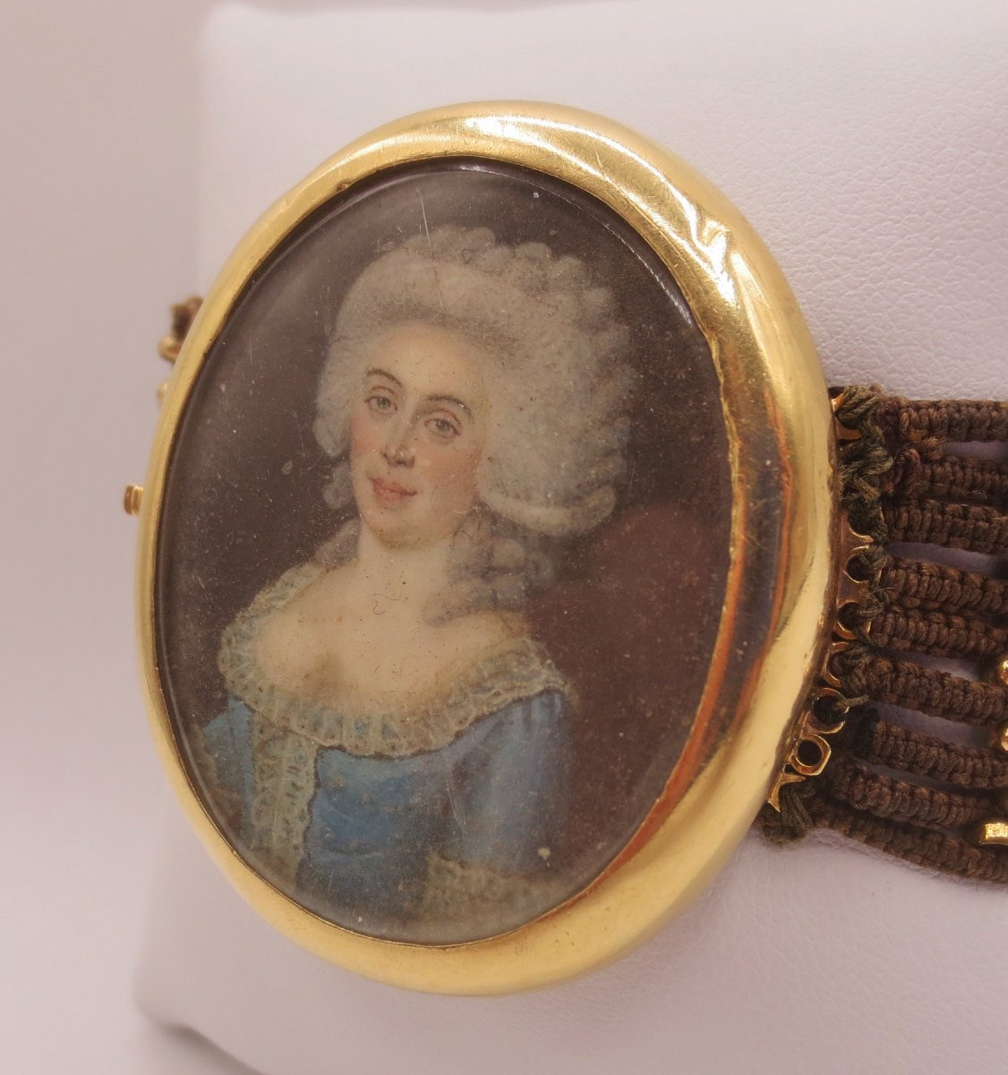 Bracelet or et cheveux, XVIIIe siècle. -photo-1