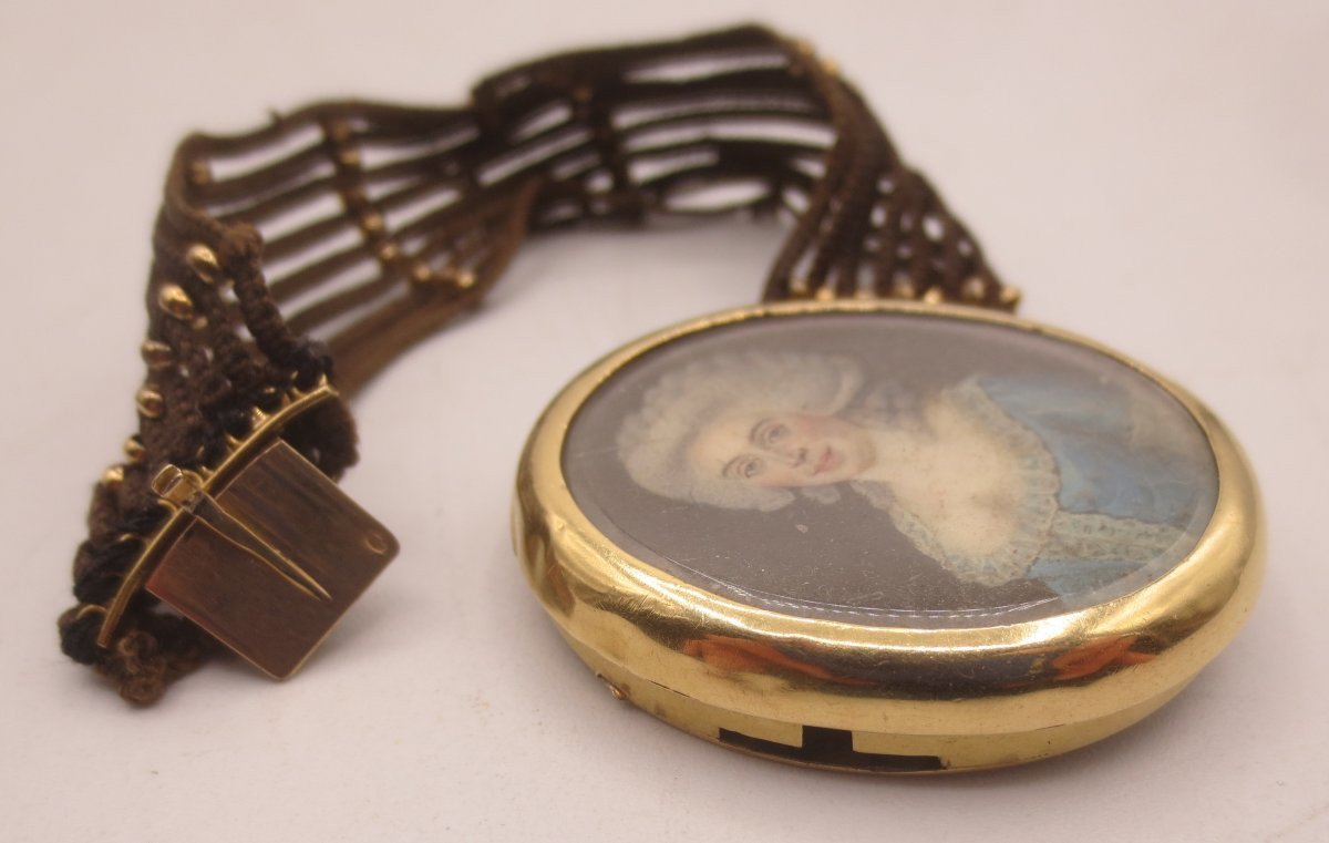 Bracelet or et cheveux, XVIIIe siècle. -photo-4
