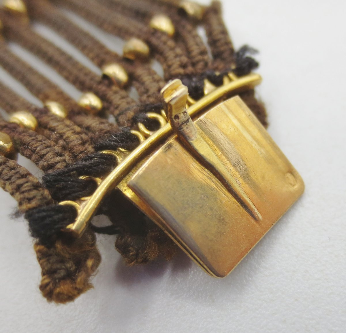 Bracelet or et cheveux, XVIIIe siècle. -photo-5